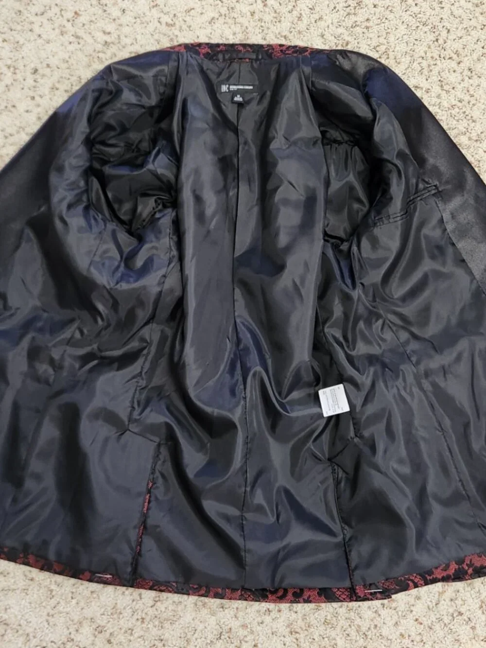 brocade dinner jacket M men's red black formal INC